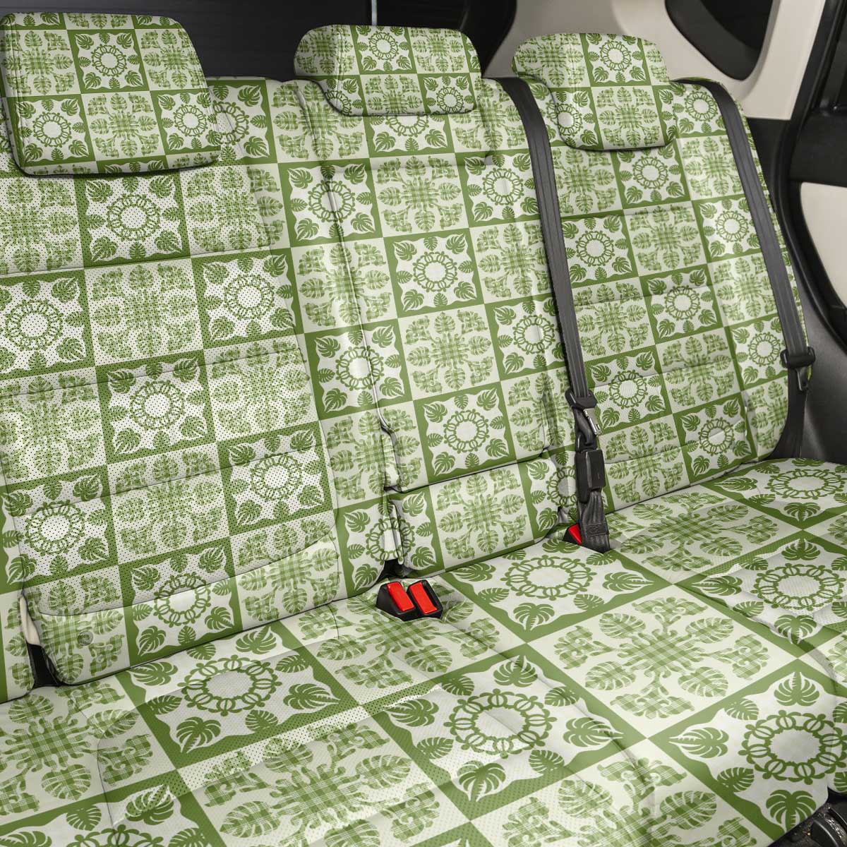 Omaomao Palaka Quilt Hawaii Back Car Seat Cover Hawaiian Tropical Monstera Sea Turtle LT14 - Polynesian Pride