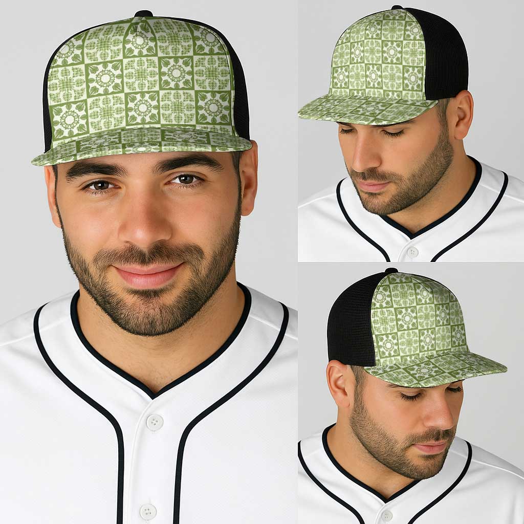 Omaomao Palaka Quilt Hawaii Baseball Net Cap Hawaiian Tropical Monstera Sea Turtle LT14 - Polynesian Pride