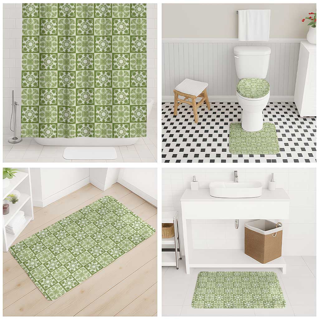 Omaomao Palaka Quilt Hawaii Bathroom Set Hawaiian Tropical Monstera Sea Turtle LT14 - Polynesian Pride