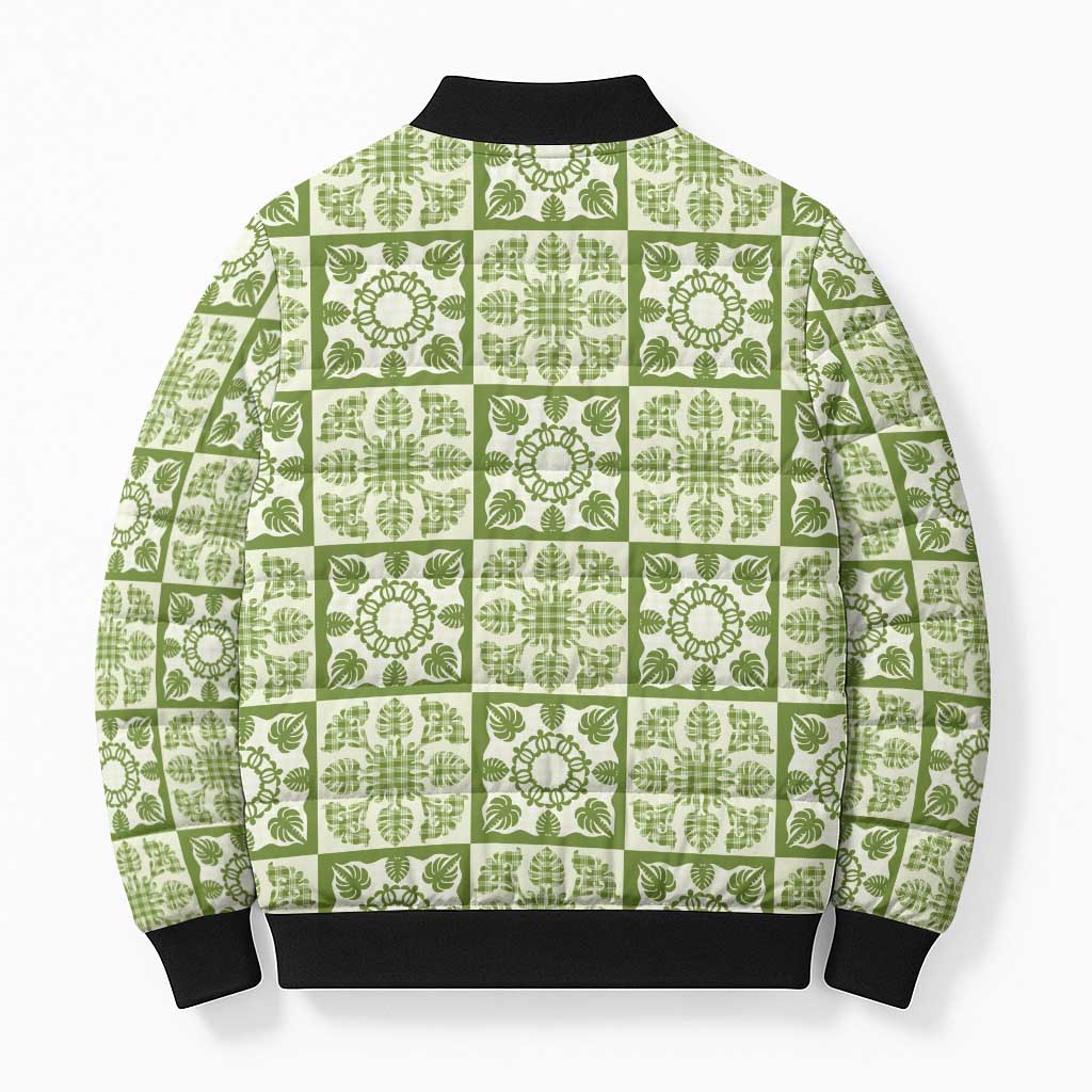 Omaomao Palaka Quilt Hawaii Bomber Puffer Jacket Hawaiian Tropical Monstera Sea Turtle LT14 - Polynesian Pride