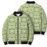 Omaomao Palaka Quilt Hawaii Bomber Puffer Jacket Hawaiian Tropical Monstera Sea Turtle LT14 - Polynesian Pride