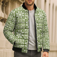 Omaomao Palaka Quilt Hawaii Bomber Puffer Jacket Hawaiian Tropical Monstera Sea Turtle LT14 - Polynesian Pride