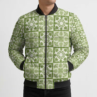 Omaomao Palaka Quilt Hawaii Bomber Puffer Jacket Hawaiian Tropical Monstera Sea Turtle LT14 - Polynesian Pride
