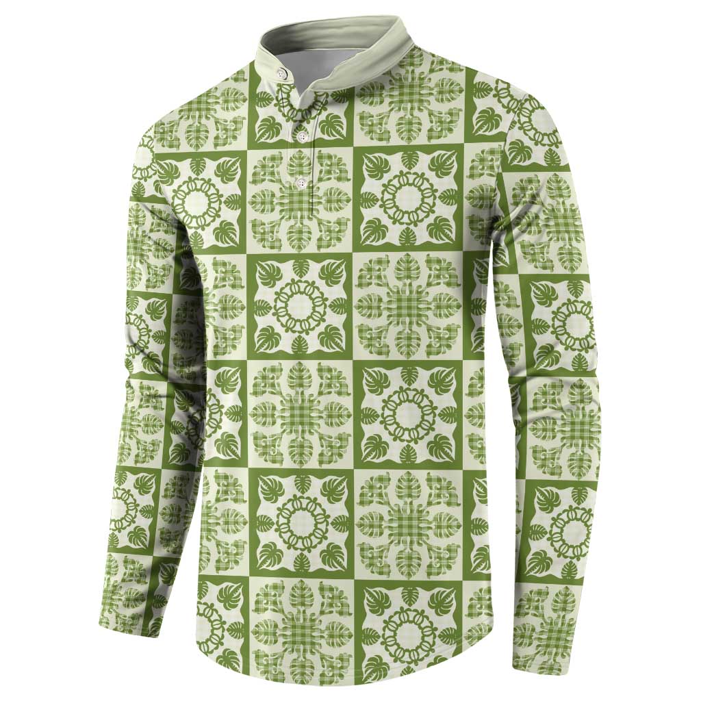 Omaomao Palaka Quilt Hawaii Button Sweatshirt Hawaiian Tropical Monstera Sea Turtle LT14 - Polynesian Pride