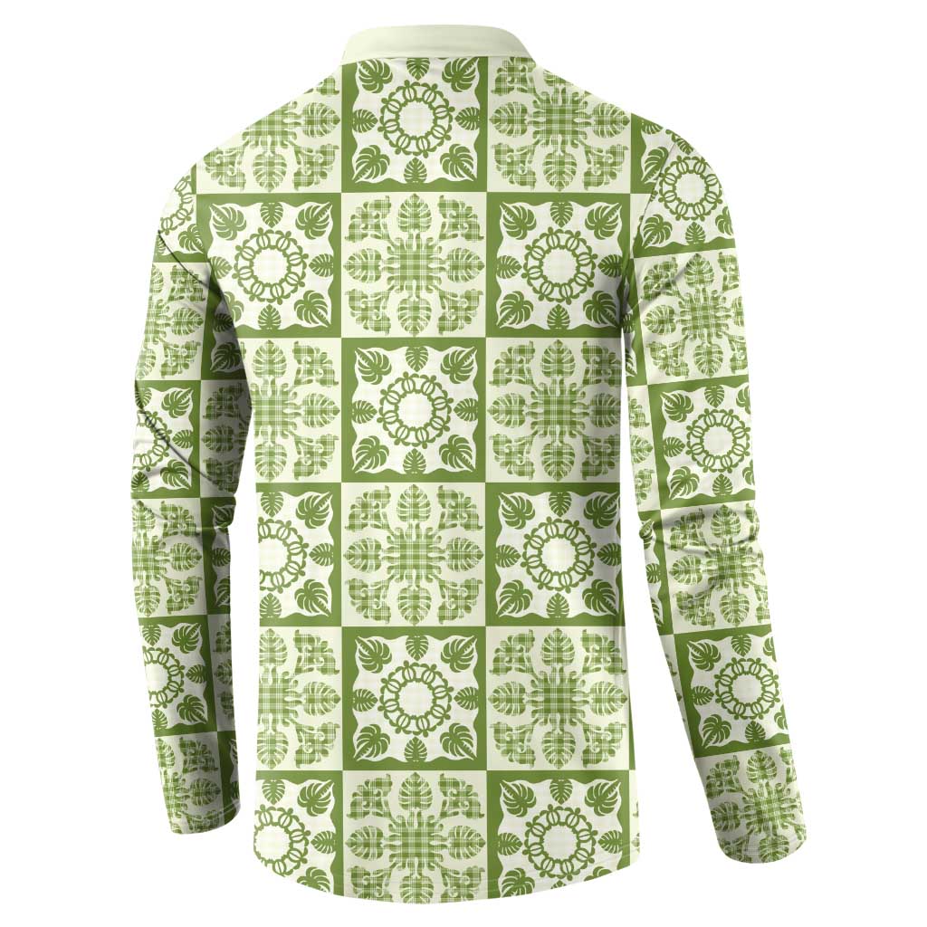 Omaomao Palaka Quilt Hawaii Button Sweatshirt Hawaiian Tropical Monstera Sea Turtle LT14 - Polynesian Pride
