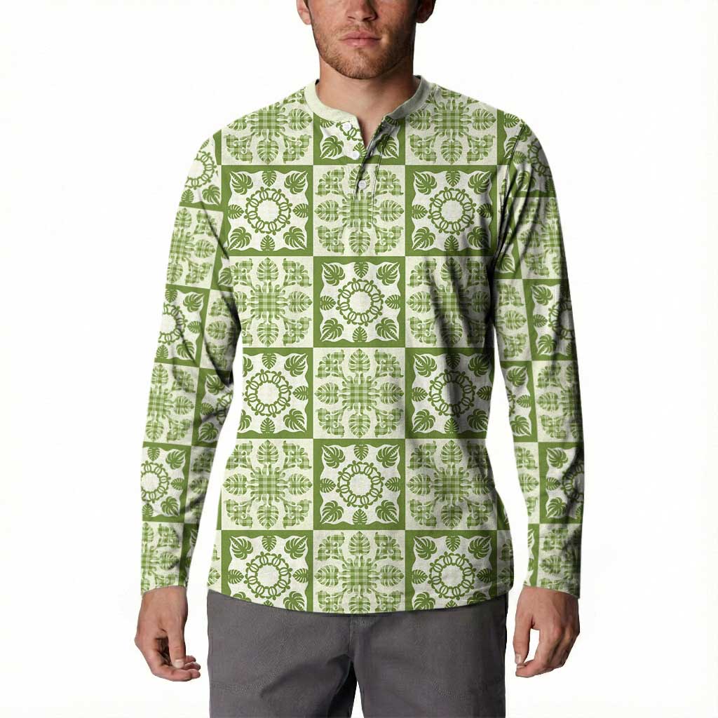 Omaomao Palaka Quilt Hawaii Button Sweatshirt Hawaiian Tropical Monstera Sea Turtle LT14 - Polynesian Pride