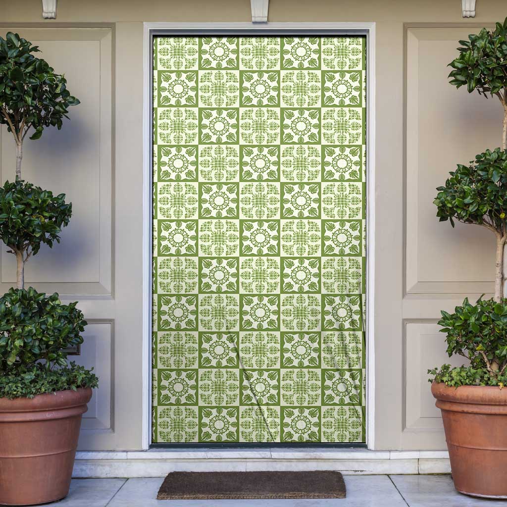 Omaomao Palaka Quilt Hawaii Door Cover Hawaiian Tropical Monstera Sea Turtle LT14 Green - Polynesian Pride