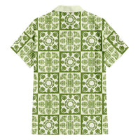 Omaomao Palaka Quilt Hawaii Family Matching Long Sleeve Bodycon Dress and Hawaiian Shirt Hawaiian Tropical Monstera Sea Turtle