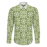 Omaomao Palaka Quilt Hawaii Family Matching Long Sleeve Bodycon Dress and Hawaiian Shirt Hawaiian Tropical Monstera Sea Turtle