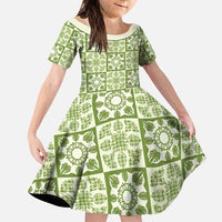 Omaomao Palaka Quilt Hawaii Family Matching Mermaid Dress and Hawaiian Shirt Hawaiian Tropical Monstera Sea Turtle