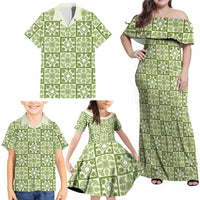 Omaomao Palaka Quilt Hawaii Family Matching Off Shoulder Maxi Dress and Hawaiian Shirt Hawaiian Tropical Monstera Sea Turtle