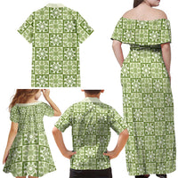 Omaomao Palaka Quilt Hawaii Family Matching Off Shoulder Maxi Dress and Hawaiian Shirt Hawaiian Tropical Monstera Sea Turtle