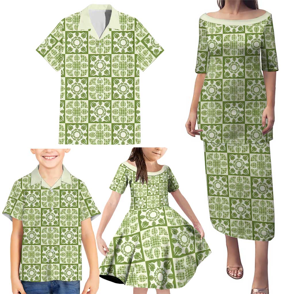 Omaomao Palaka Quilt Hawaii Family Matching Puletasi and Hawaiian Shirt Hawaiian Tropical Monstera Sea Turtle LT14 - Polynesian Pride