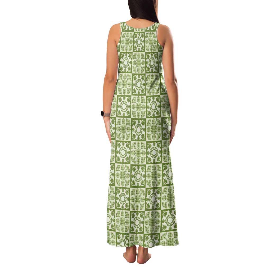 Omaomao Palaka Quilt Hawaii Family Matching Tank Maxi Dress and Hawaiian Shirt Hawaiian Tropical Monstera Sea Turtle