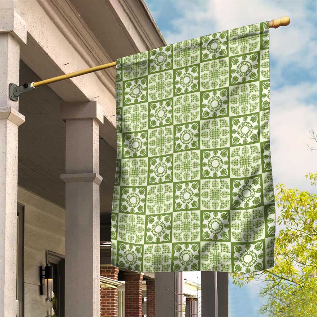 Omaomao Palaka Quilt Hawaii Garden Flag Hawaiian Tropical Monstera Sea Turtle LT14 House Flag Green - Polynesian Pride