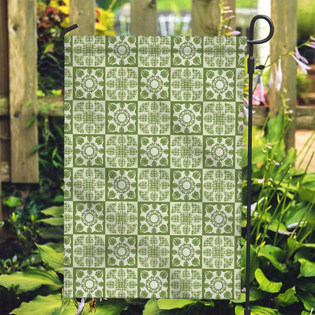 Omaomao Palaka Quilt Hawaii Garden Flag Hawaiian Tropical Monstera Sea Turtle LT14 Garden Flag Green - Polynesian Pride