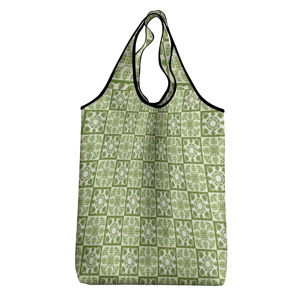 Omaomao Palaka Quilt Hawaii Grocery Bag Hawaiian Tropical Monstera Sea Turtle LT14 - Polynesian Pride
