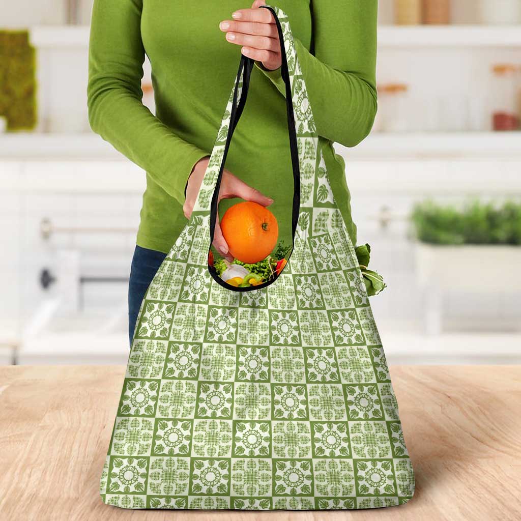 Omaomao Palaka Quilt Hawaii Grocery Bag Hawaiian Tropical Monstera Sea Turtle LT14 - Polynesian Pride
