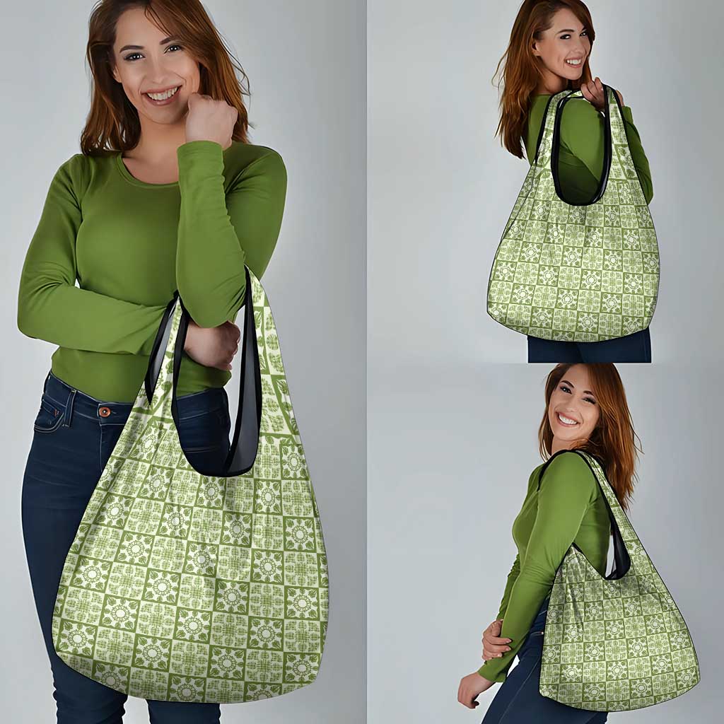 Omaomao Palaka Quilt Hawaii Grocery Bag Hawaiian Tropical Monstera Sea Turtle LT14 - Polynesian Pride