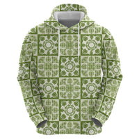 Omaomao Palaka Quilt Hawaii Hoodie Hawaiian Tropical Monstera Sea Turtle LT14 - Polynesian Pride