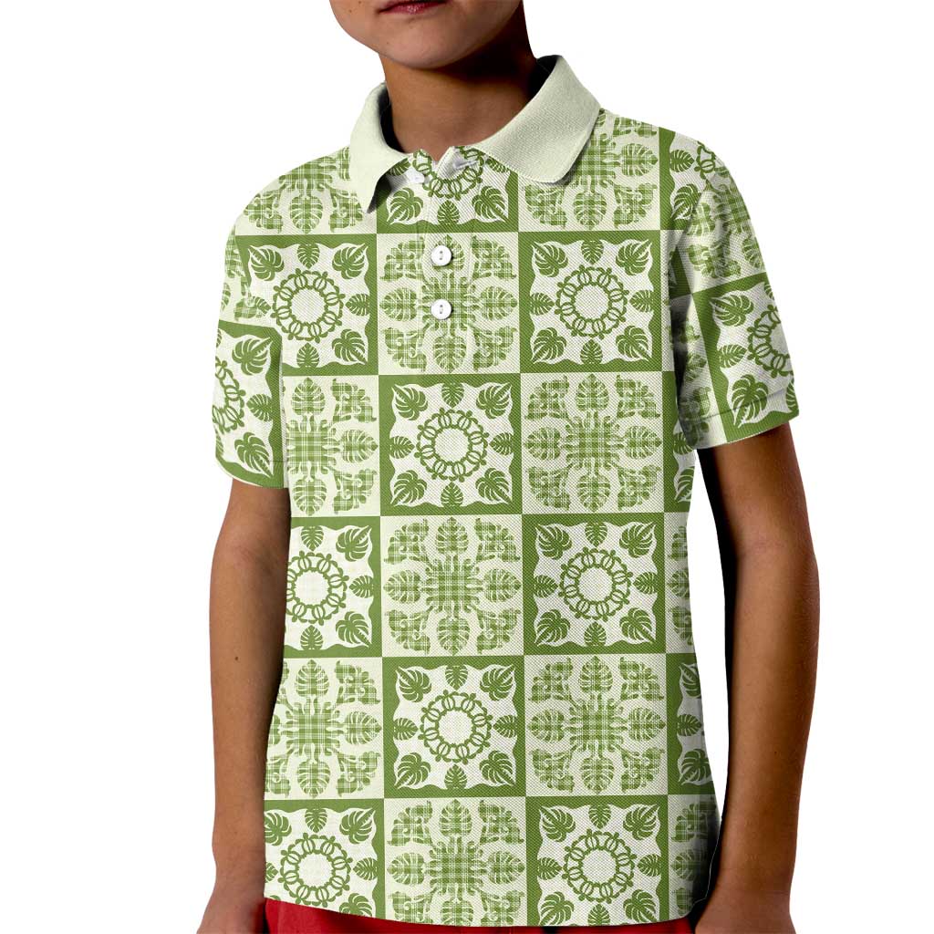 Omaomao Palaka Quilt Hawaii Kid Polo Shirt Hawaiian Tropical Monstera Sea Turtle