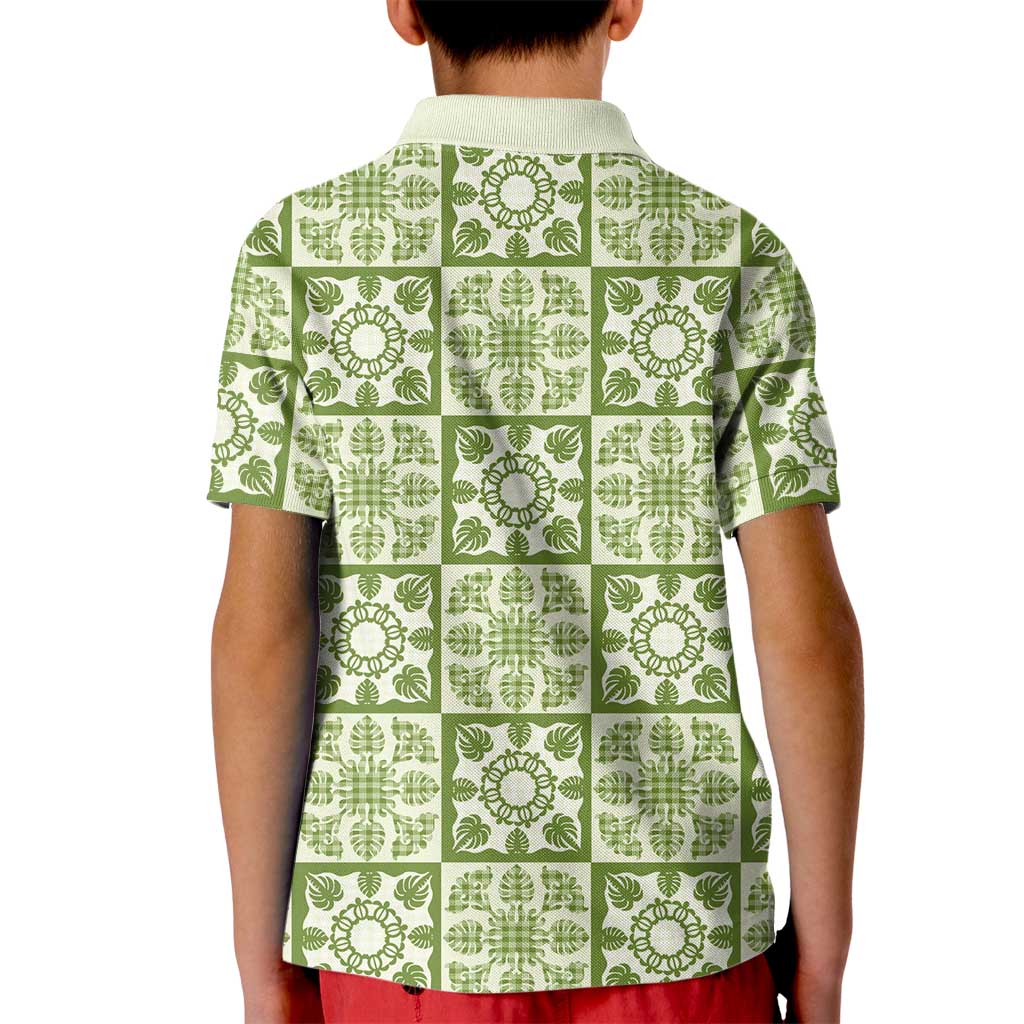Omaomao Palaka Quilt Hawaii Kid Polo Shirt Hawaiian Tropical Monstera Sea Turtle