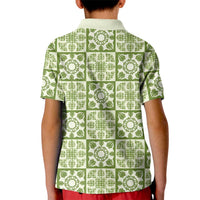 Omaomao Palaka Quilt Hawaii Kid Polo Shirt Hawaiian Tropical Monstera Sea Turtle