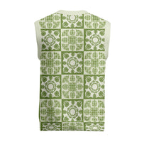 Omaomao Palaka Quilt Hawaii Christmas Knitted V-Neck Vest Hawaiian Tropical Monstera Sea Turtle LT14 - Polynesian Pride