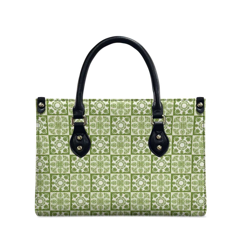 Omaomao Palaka Quilt Hawaii Leather Bag Hawaiian Tropical Monstera Sea Turtle LT14 - Polynesian Pride