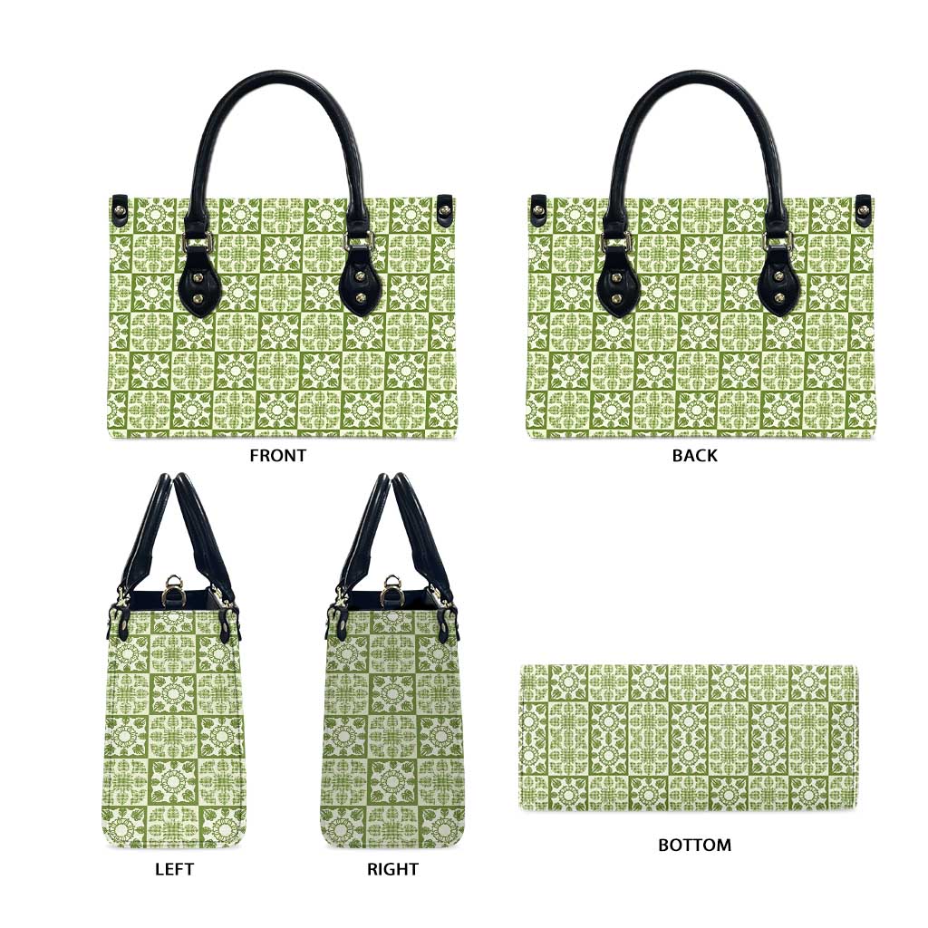 Omaomao Palaka Quilt Hawaii Leather Bag Hawaiian Tropical Monstera Sea Turtle LT14 - Polynesian Pride