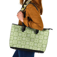 Omaomao Palaka Quilt Hawaii Leather Tote Bag Hawaiian Tropical Monstera Sea Turtle