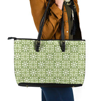 Omaomao Palaka Quilt Hawaii Leather Tote Bag Hawaiian Tropical Monstera Sea Turtle