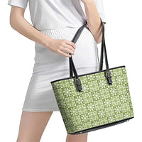Omaomao Palaka Quilt Hawaii Leather Tote Bag Hawaiian Tropical Monstera Sea Turtle