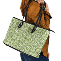 Omaomao Palaka Quilt Hawaii Leather Tote Bag Hawaiian Tropical Monstera Sea Turtle