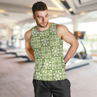 Omaomao Palaka Quilt Hawaii Men Tank Top Hawaiian Tropical Monstera Sea Turtle LT14 Green - Polynesian Pride