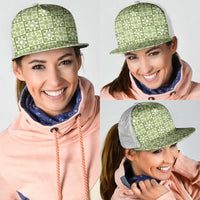 Omaomao Palaka Quilt Hawaii Mesh Trucker Cap Hawaiian Tropical Monstera Sea Turtle LT14 - Polynesian Pride