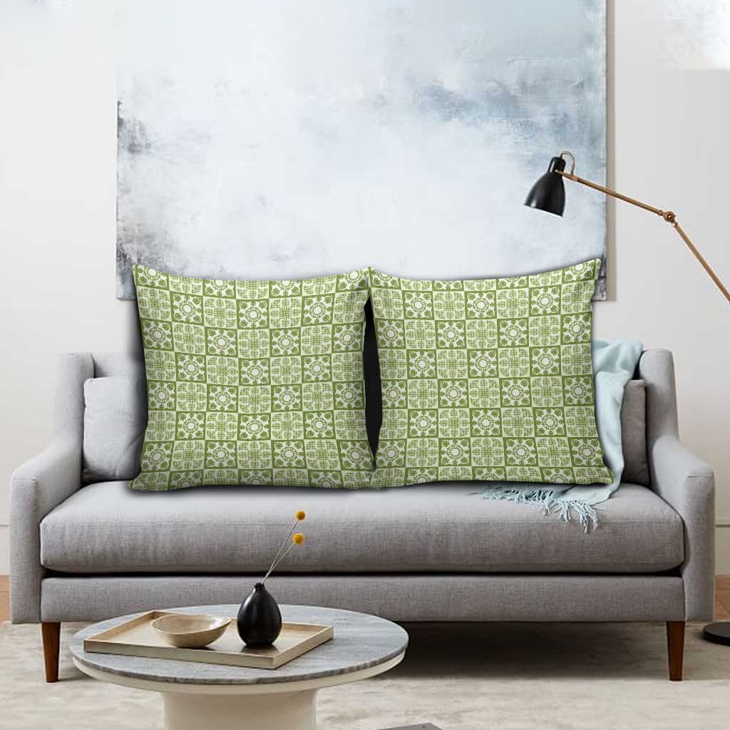 Omaomao Palaka Quilt Hawaii Pillow Cover Hawaiian Tropical Monstera Sea Turtle LT14 - Polynesian Pride