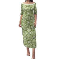 Omaomao Palaka Quilt Hawaii Puletasi Hawaiian Tropical Monstera Sea Turtle LT14 Long Dress Green - Polynesian Pride