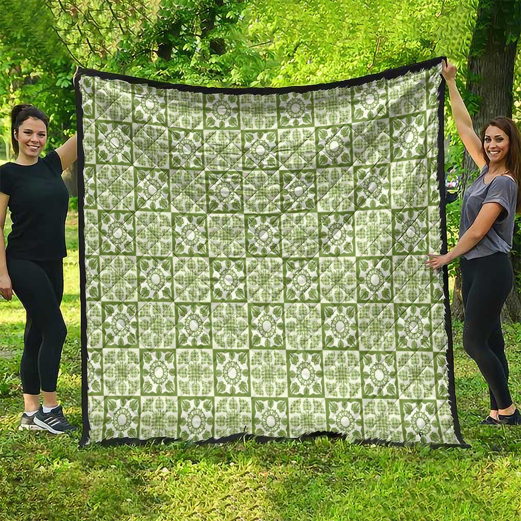 Omaomao Palaka Quilt Hawaii Quilt Hawaiian Tropical Monstera Sea Turtle LT14 - Polynesian Pride