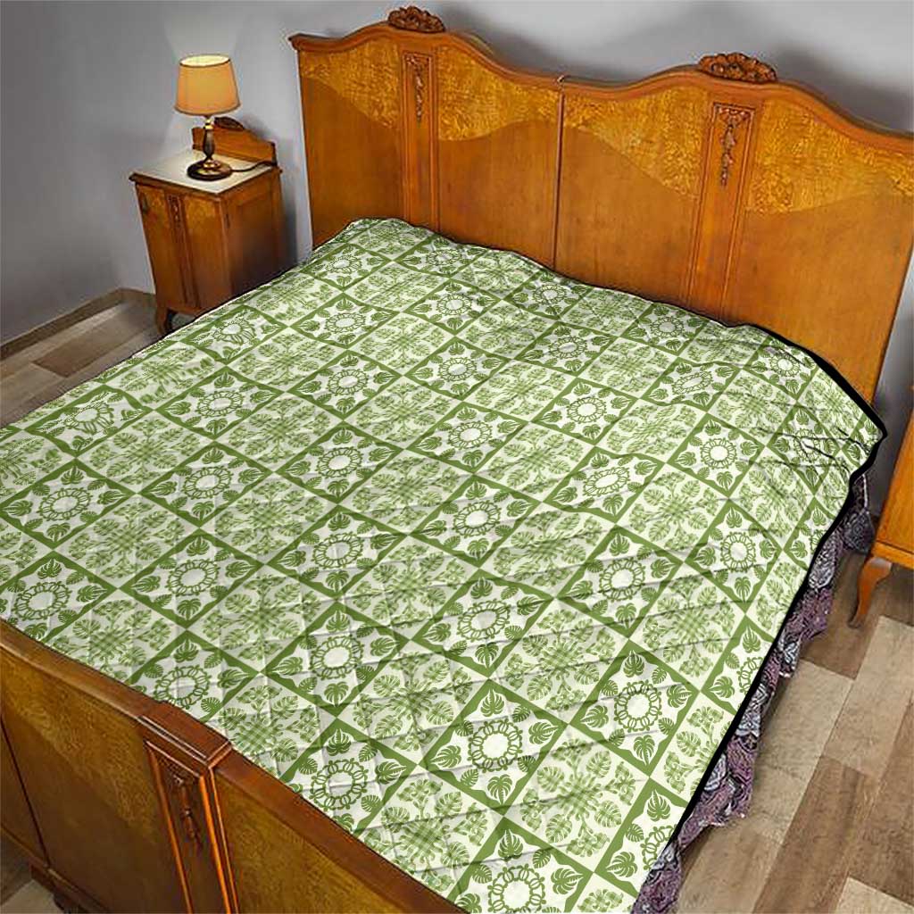 Omaomao Palaka Quilt Hawaii Quilt Hawaiian Tropical Monstera Sea Turtle LT14 - Polynesian Pride