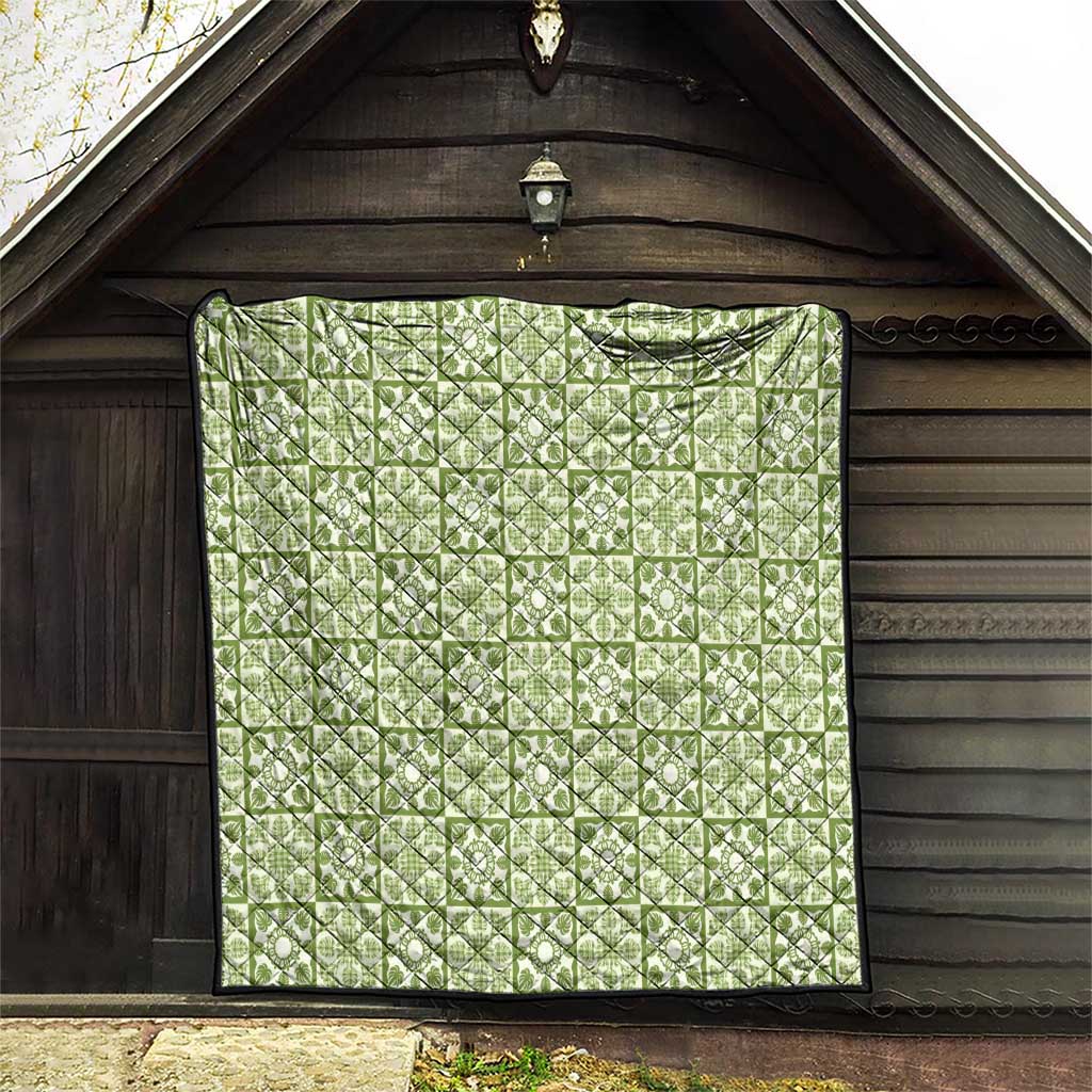 Omaomao Palaka Quilt Hawaii Quilt Hawaiian Tropical Monstera Sea Turtle LT14 - Polynesian Pride
