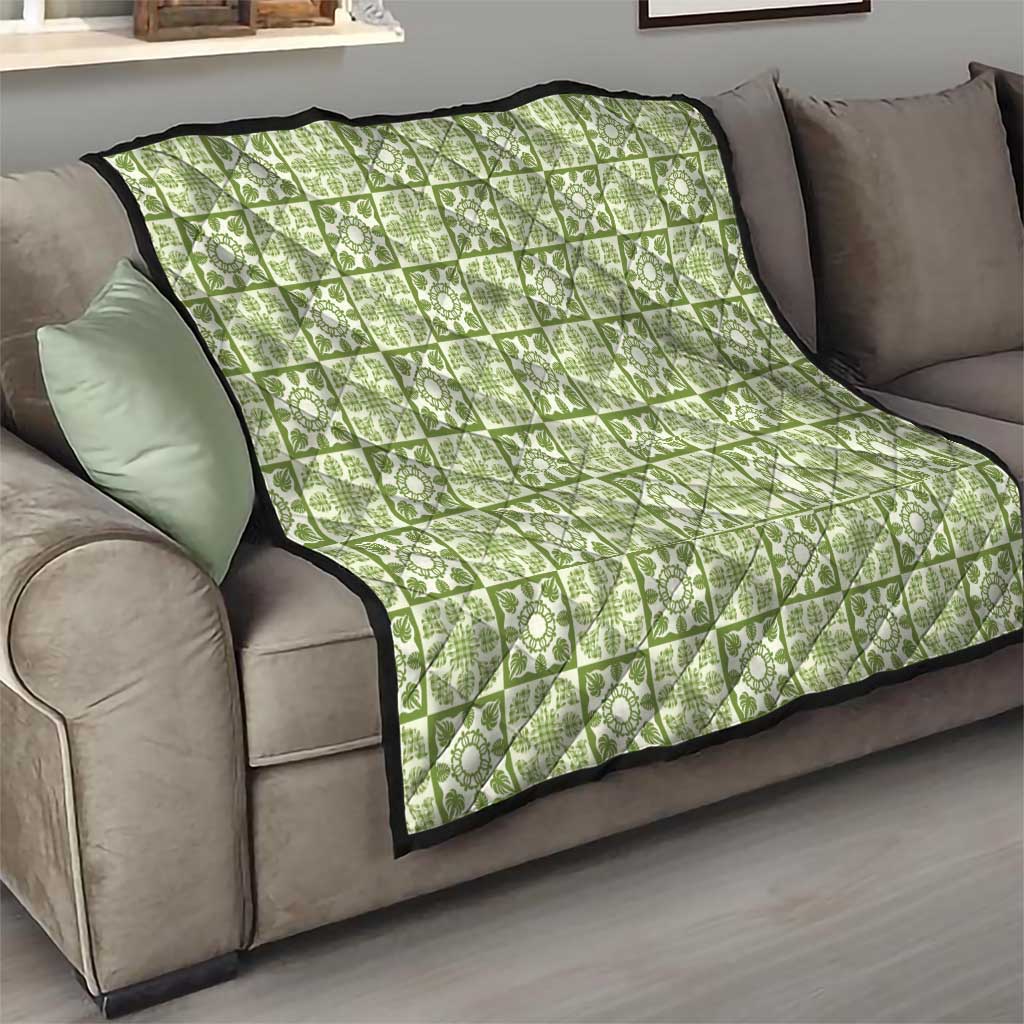 Omaomao Palaka Quilt Hawaii Quilt Hawaiian Tropical Monstera Sea Turtle LT14 - Polynesian Pride