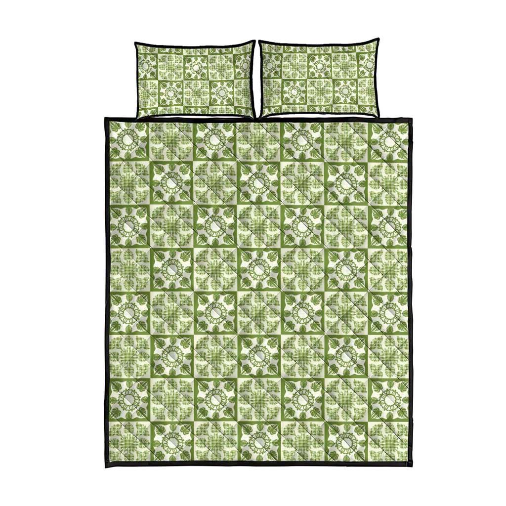 Omaomao Palaka Quilt Hawaii Quilt Bed Set Hawaiian Tropical Monstera Sea Turtle LT14 - Polynesian Pride