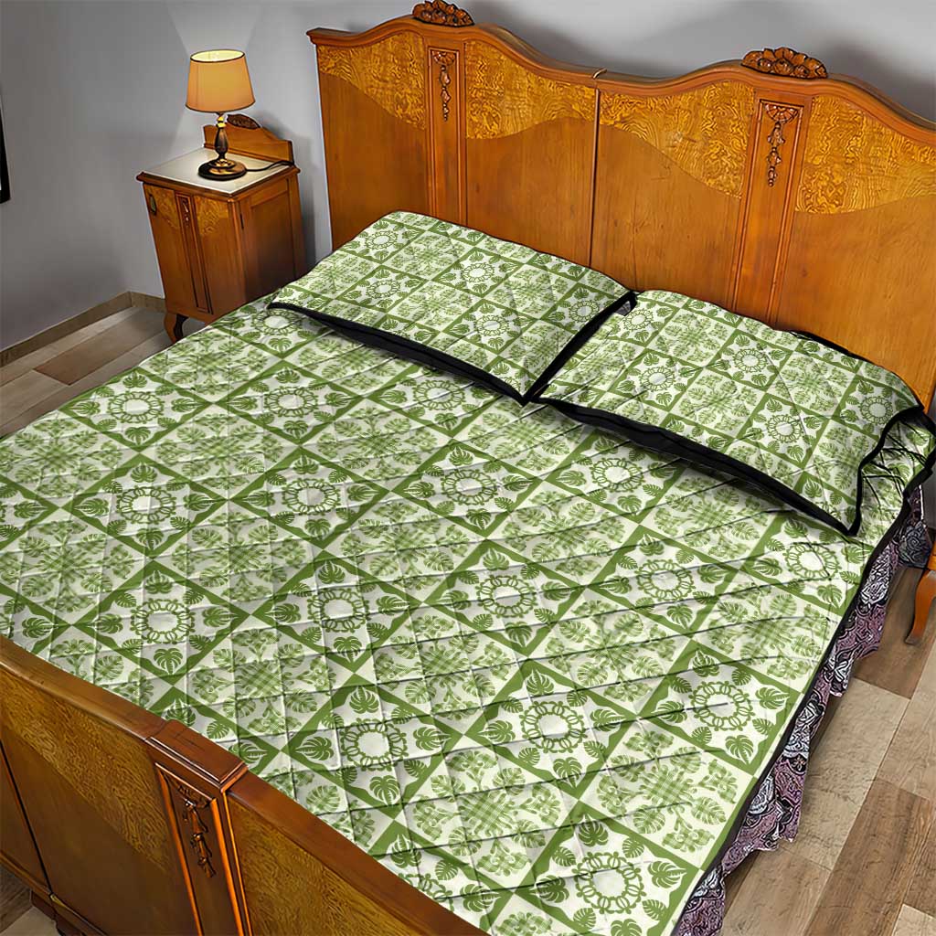 Omaomao Palaka Quilt Hawaii Quilt Bed Set Hawaiian Tropical Monstera Sea Turtle LT14 - Polynesian Pride