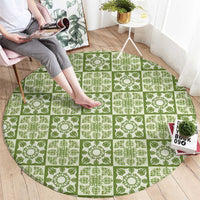 Omaomao Palaka Quilt Hawaii Round Carpet Hawaiian Tropical Monstera Sea Turtle LT14 - Polynesian Pride