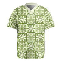 Omaomao Palaka Quilt Hawaii Rugby Jersey Hawaiian Tropical Monstera Sea Turtle LT14 Green - Polynesian Pride