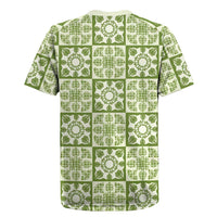 Omaomao Palaka Quilt Hawaii Rugby Jersey Hawaiian Tropical Monstera Sea Turtle LT14 - Polynesian Pride