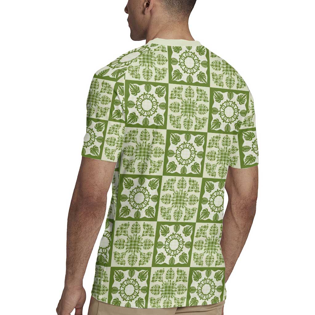 Omaomao Palaka Quilt Hawaii Rugby Jersey Hawaiian Tropical Monstera Sea Turtle LT14 - Polynesian Pride