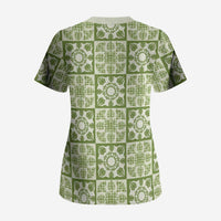Omaomao Palaka Quilt Hawaii Scrub Top Hawaiian Tropical Monstera Sea Turtle LT14 - Polynesian Pride