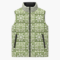 Omaomao Palaka Quilt Hawaii Sleeveless Puffer Jacket Hawaiian Tropical Monstera Sea Turtle LT14 Unisex Green - Polynesian Pride